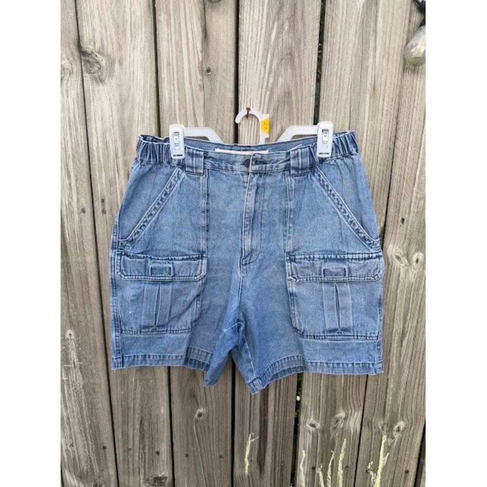 Cargo Gorpcore Vintage Savane Denim Shorts W34 Blue Light Wash Utilitarian 90s